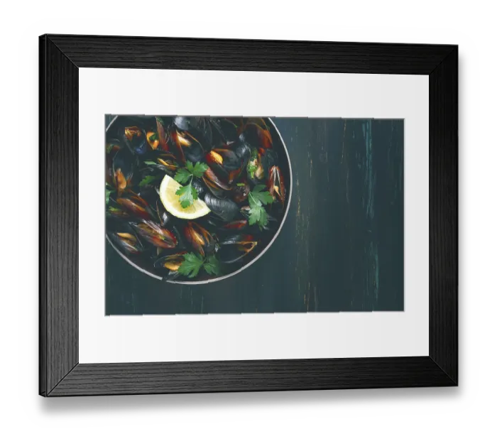 Framed Print : Fresh, Boiled mussels, Black Sea