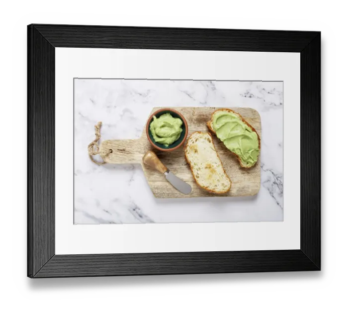 Framed Print : Ciabatta with avocado pasta, breakfast
