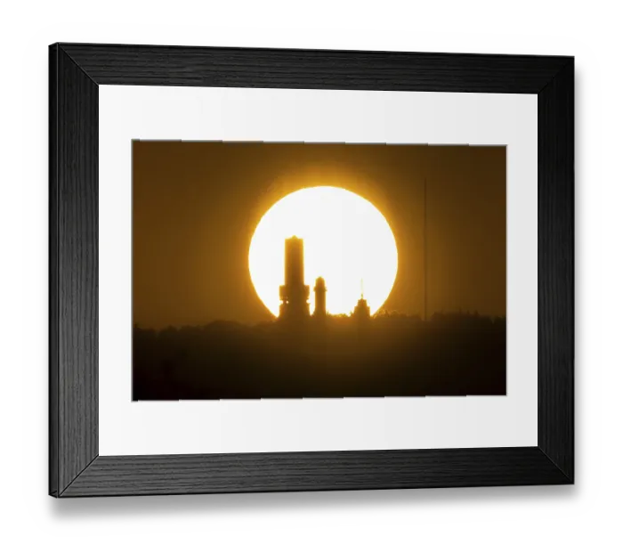 Framed Print : The sun sets behind the towers on the summit of the GroBer Feldberg in the Taunus