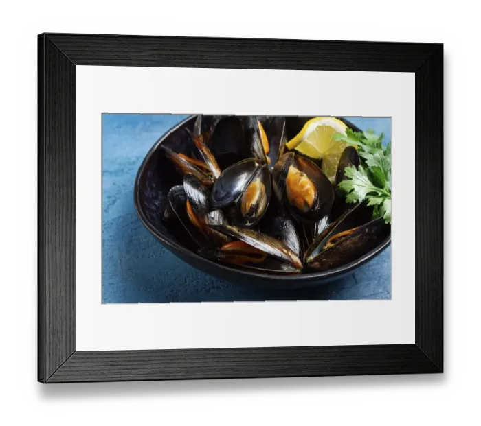 Framed Print : Mussels in shells, boiled in their own juice Framed Print : Mussels in shells, boiled in their own juice