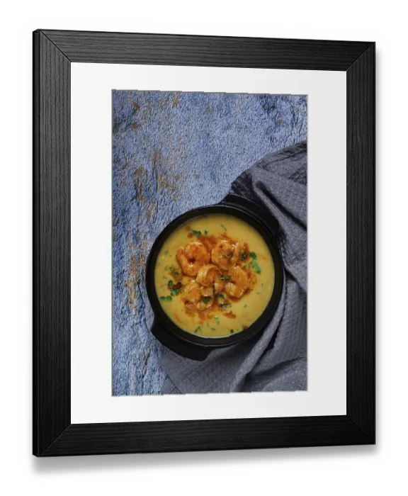Framed Print : Creamy shrimp curry with spices Framed Print : Creamy shrimp curry with spices