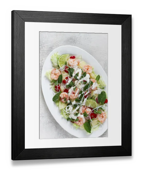 Framed Print : Thai salad with shrimp and rice noodles