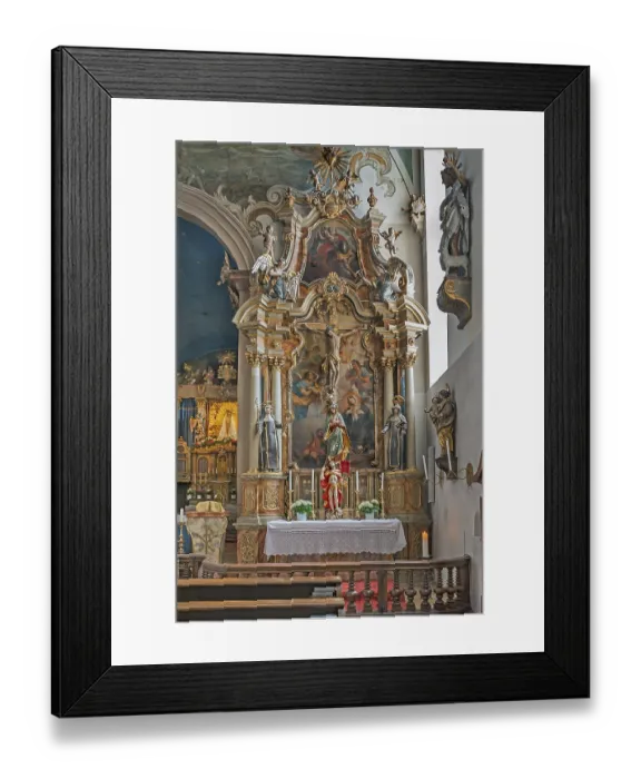 Framed Print : Side altar with angels and figures of saints