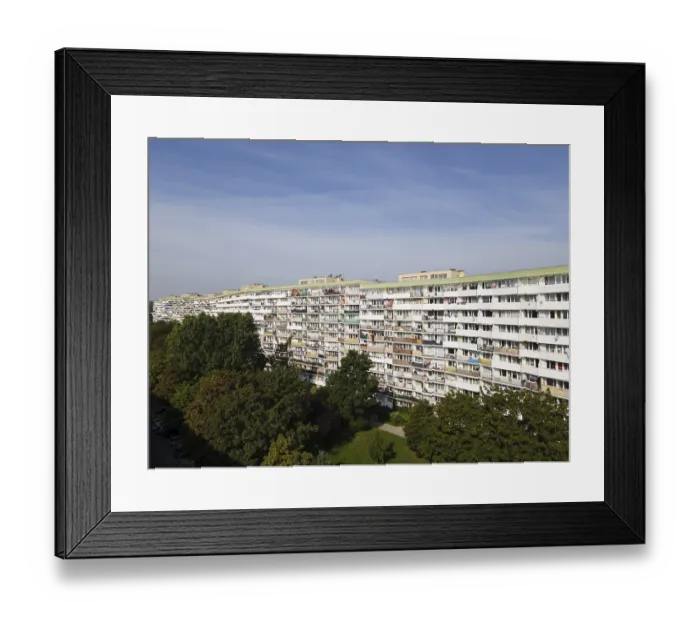 Framed Print : Gdansk. Postwar, modernist block building called falowiec Framed Print : Gdansk. Postwar, modernist block building called falowiec