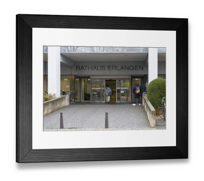 Framed Print : Entrance to the town hall, Erlangen