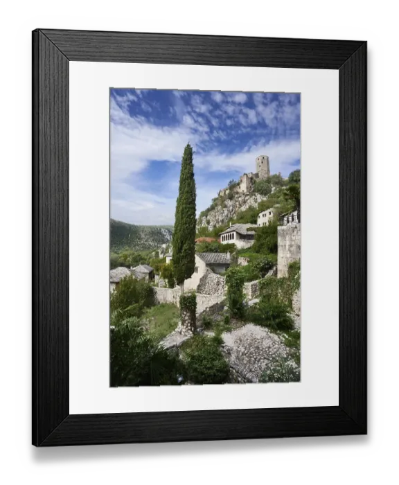 Framed Print : Medieval village of Pocitelj with the fortress in the background