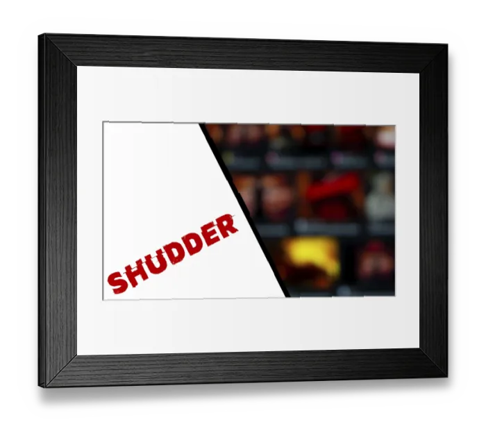 Framed Print : Shudder logo is displayed on smartphone