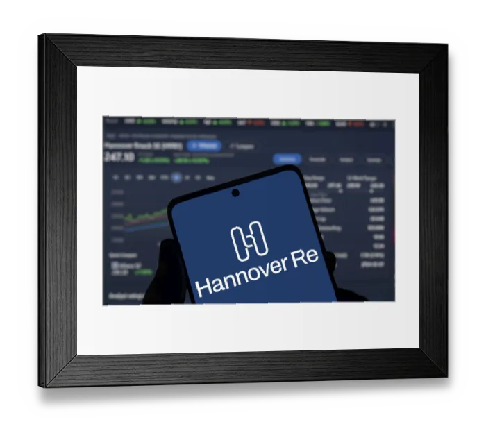 Framed Print : Hannover re logo is displayed on smartphone
