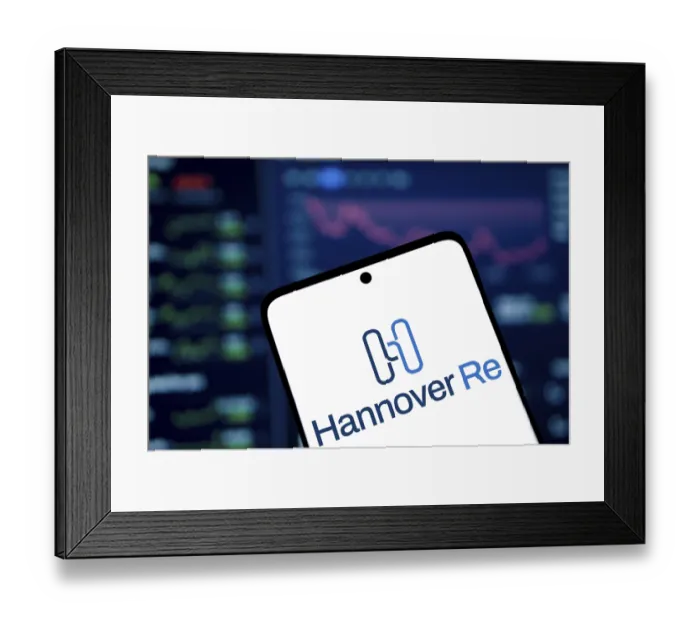 Framed Print : Hannover re logo is displayed on smartphone