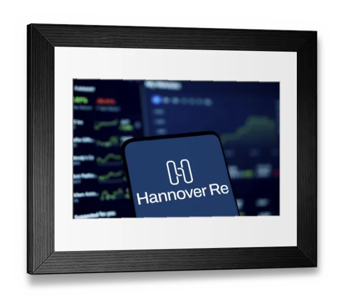 Framed Print : Hannover re logo is displayed on smartphone
