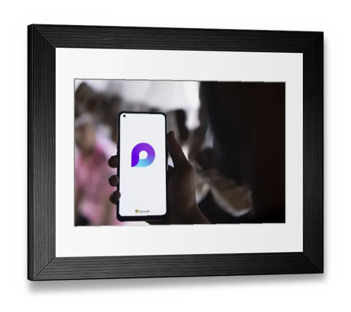 Framed Print : microsoft loop logo is displayed on smartphone