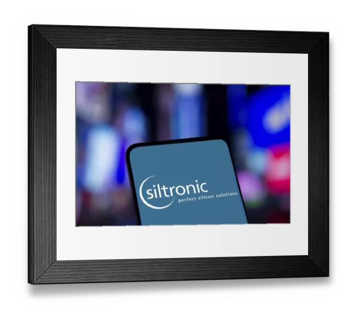 Framed Print : Dhaka, Bangladesh- Siltronic AG logo is displayed on smartphone