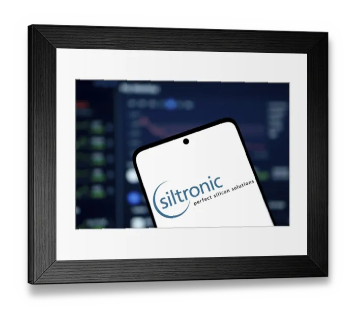 Framed Print : Dhaka, Bangladesh- Siltronic AG logo is displayed on smartphone