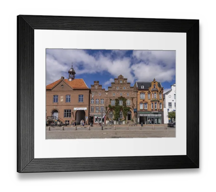 Framed Print : The old town hall and the houses of the old town centre on the market square in Husum