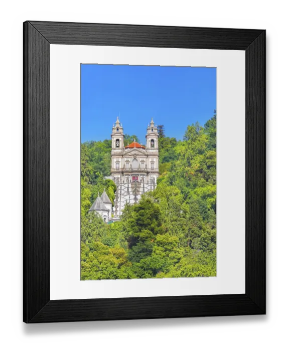 Framed Print : View of Bom Jesus do Monte santuary immersed in the greenery of the surrounding woods