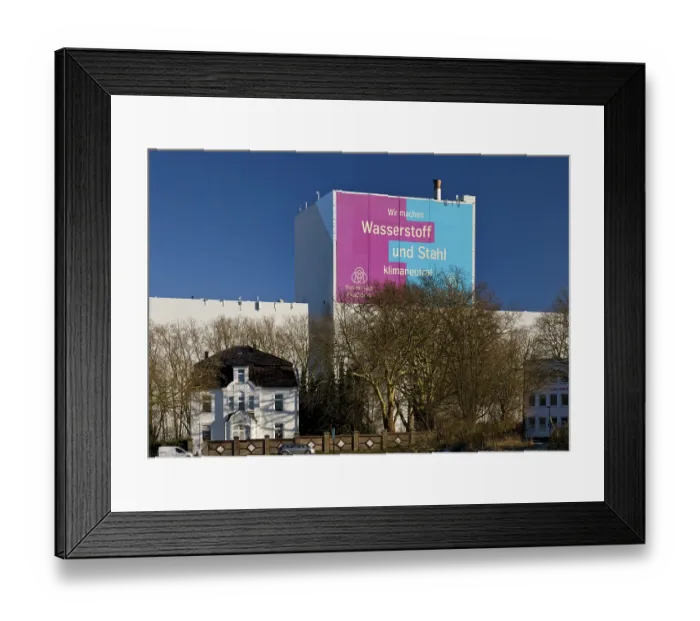 Framed Print : Large poster for climate steel at the ThyssenKrupp Steel Europe plant
