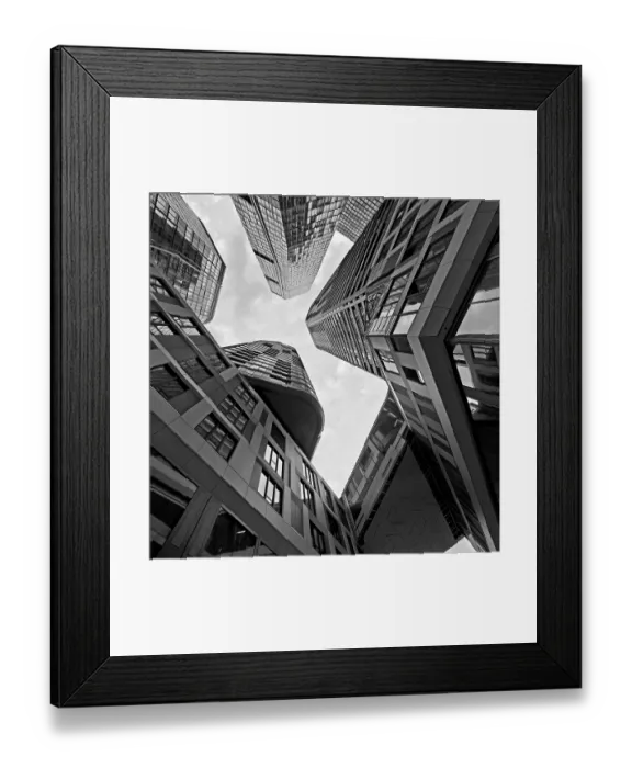 Framed Print : Frog's-eye view of the skyscrapers in the banking district