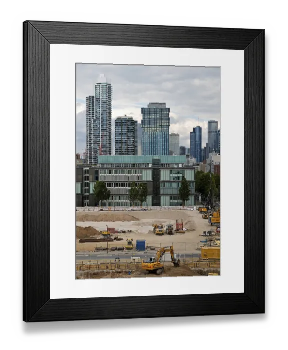 Framed Print : View from a roof at the Galluswarte on the construction site on the old FAZ area