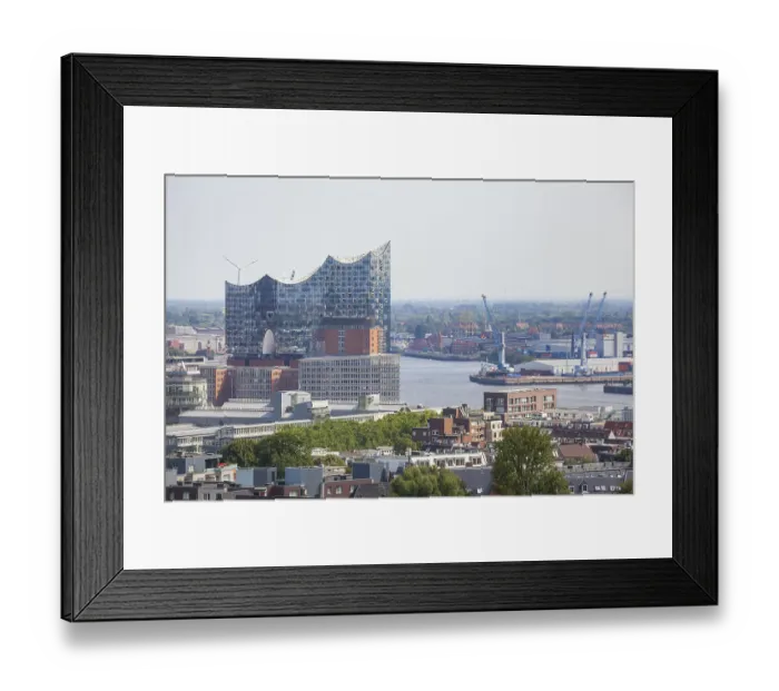 Framed Print : Elbe Philharmonic Hall with harbour and Elbe