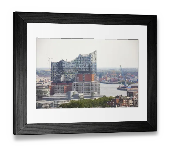 Framed Print : Elbe Philharmonic Hall with harbour and Elbe