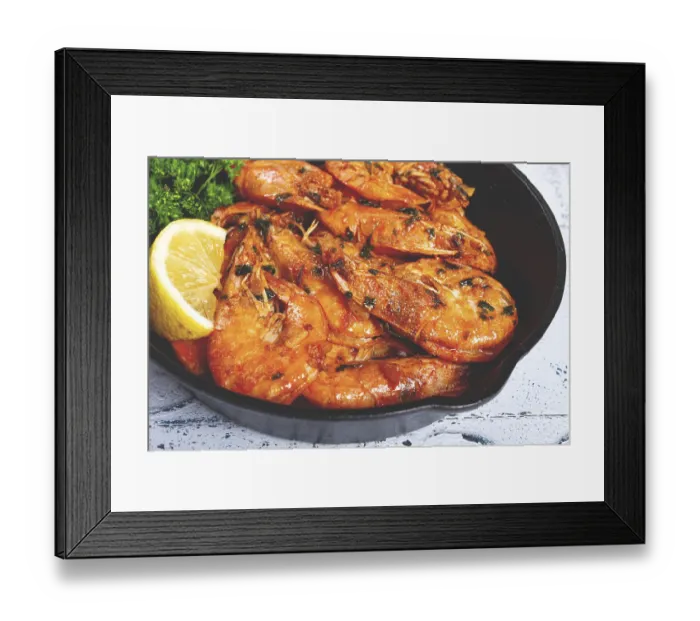 Framed Print : Fried white-footed shrimp, tiger shrimp baths