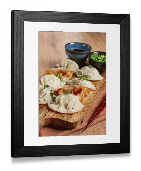 Framed Print : Gyoza Japanese dumplings, fried