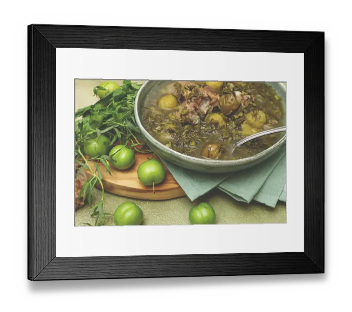 Framed Print : Chakapuli, Georgian dish, stewed meat with herbs and tkemali