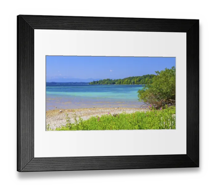 Framed Print : Lakeshore on the Roseninsel in Lake Starnberg