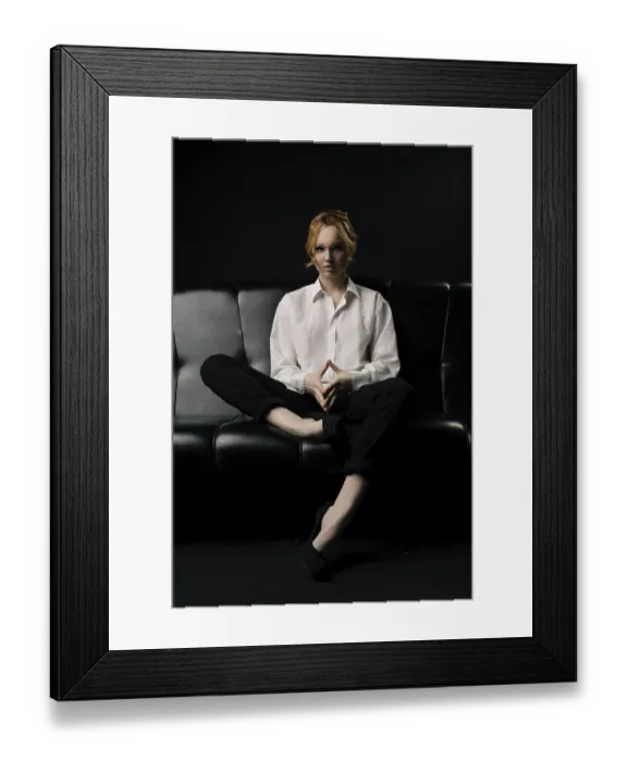 Framed Print : Full body of confident serious young female manager with ginger hair in elegant white shirt sitting on comfortable Framed Print : Full body of confident serious young female manager with ginger hair in elegant white shirt sitting on comfortable