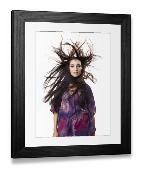Framed Print : Beautiful young girl portrait wint hairs blowing by wind