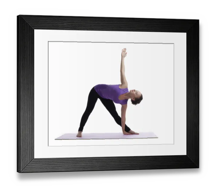 Framed Print : Young woman posing in yoga asana on rubber mat isolated Framed Print : Young woman posing in yoga asana on rubber mat isolated