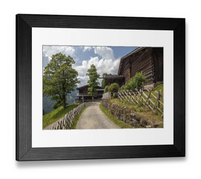 Framed Print : Old farmhouses in the historic mountain farming village of Gerstruben