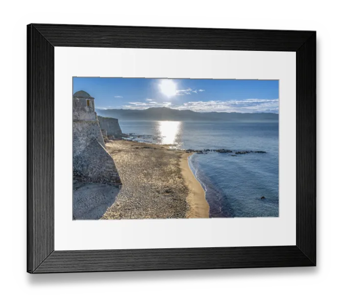 Framed Print : View from the citadel and its beach over the bay of Ajaccio in the early morning Framed Print : View from the citadel and its beach over the bay of Ajaccio in the early morning
