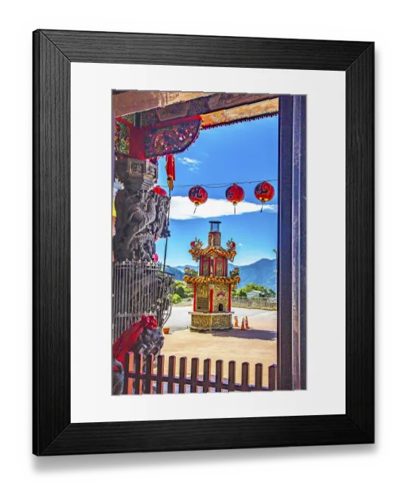 Framed Print : Shibao Wufeng Temple in the mountain village of Zhuqi