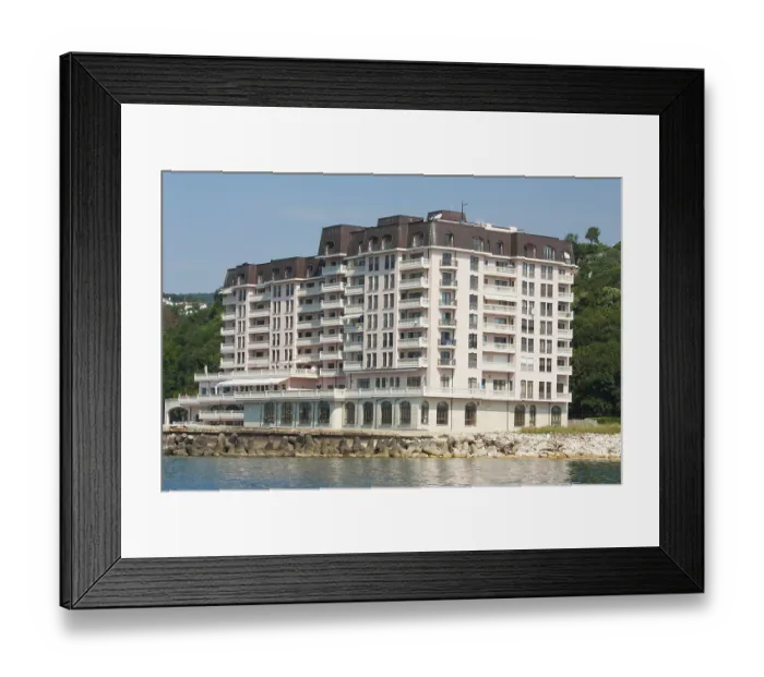 Framed Print : Apart complex Port Palace and hotel Palace in summer