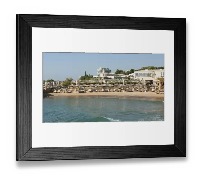 Framed Print : Beach and Auqa house spa thermal centre