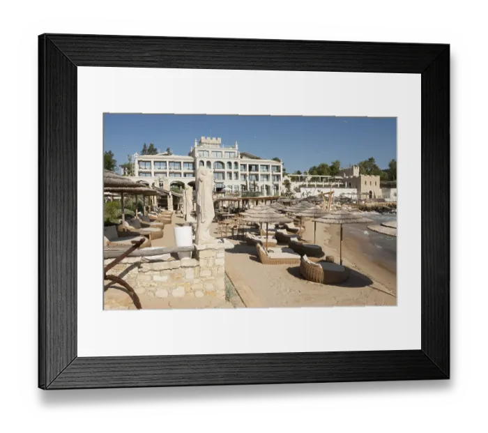 Framed Print : Hotel Villa Chinka and beach in summer