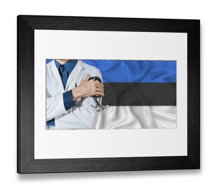 Framed Print : Doctor With Stethoscope On Estonia Flag