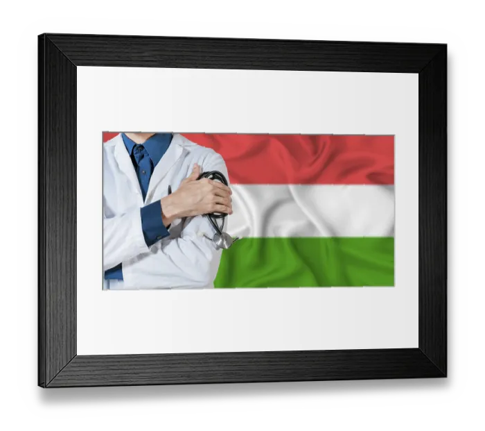 Framed Print : Doctor With Stethoscope On Hungary Flag