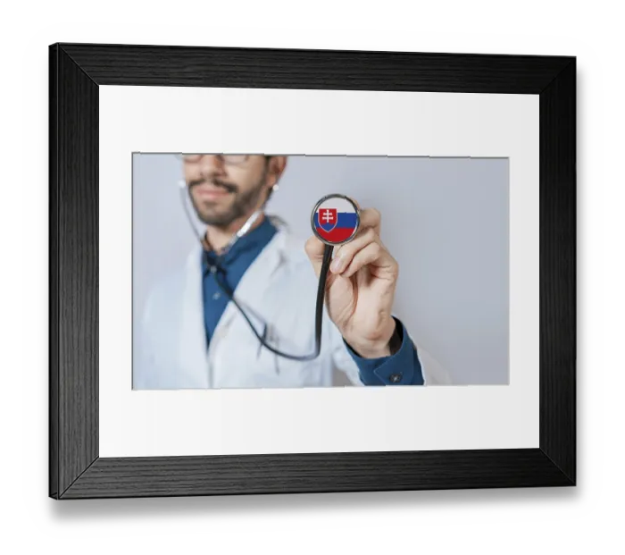 Framed Print : Doctor holding stethoscope with Slovakia flag Framed Print : Doctor holding stethoscope with Slovakia flag
