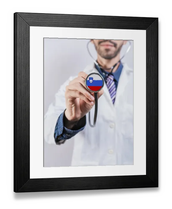 Framed Print : Slovenia health and medical insurance concept