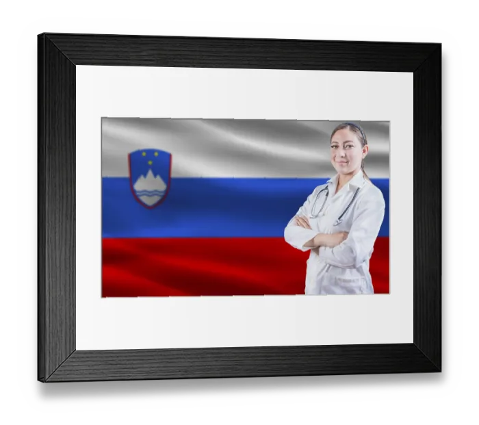 Framed Print : Female Doctor on Slovenian Flag