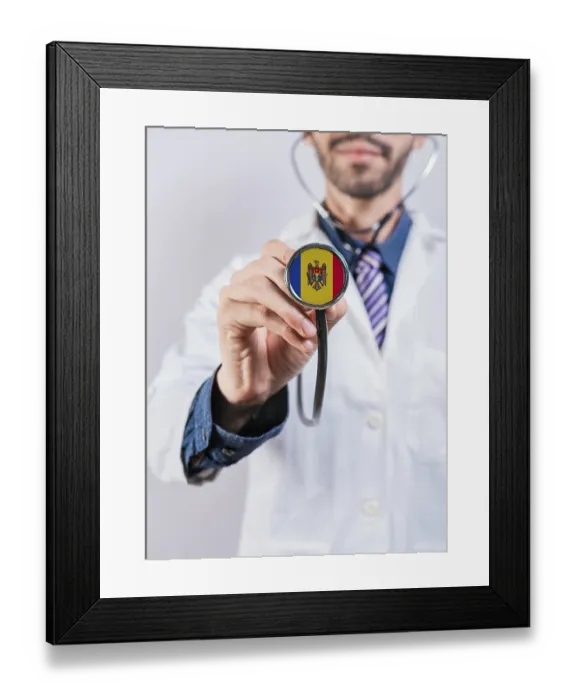 Framed Print : Moldova health and medical insurance concept