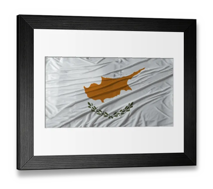 Framed Print : Close up of Cyprus flag waving