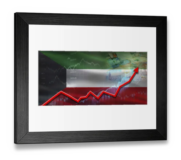 Framed Print : Kuwait financial growth on market graph