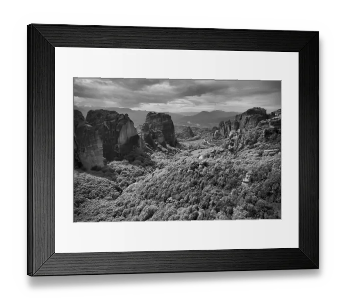 Framed Print : Sunset over the Monastery of Rousanou and the Monastery of St Nicholas Anapavsa Framed Print : Sunset over the Monastery of Rousanou and the Monastery of St Nicholas Anapavsa