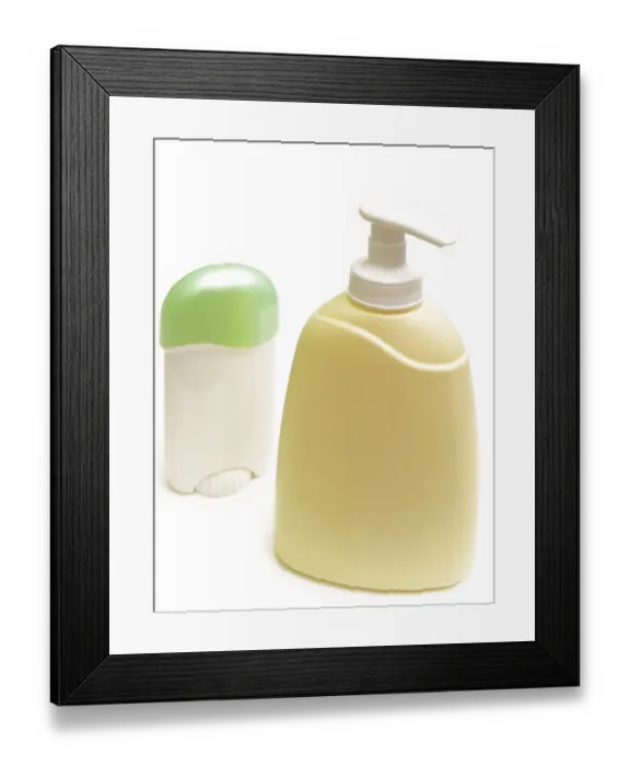 Framed Print : Soap and deodorant over the white background
