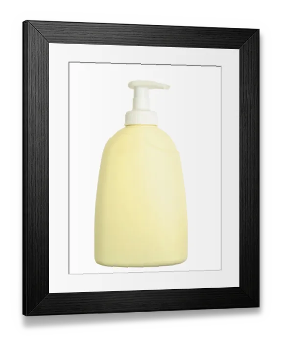 Framed Print : Photo of the liquid soap over the white background Framed Print : Photo of the liquid soap over the white background