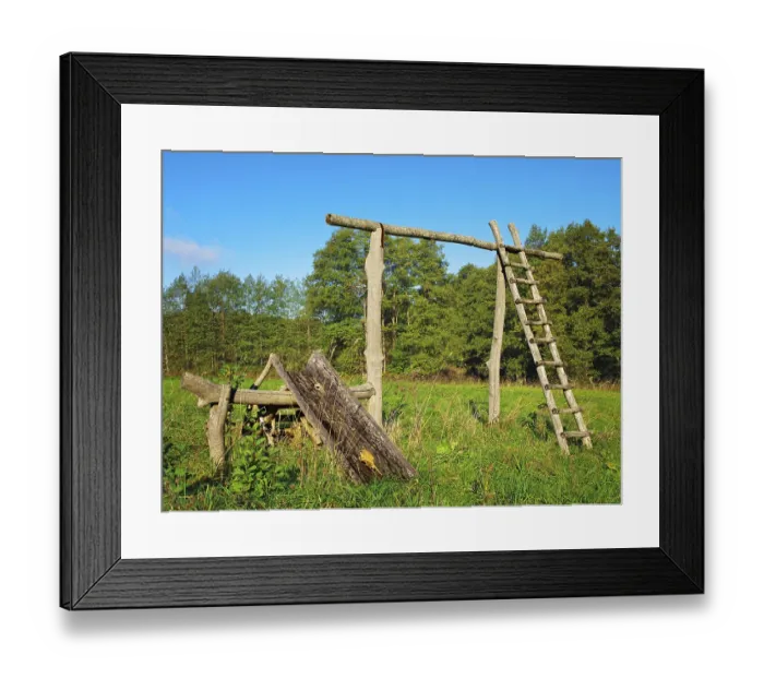 Framed Print : Farmhouse courtyard with staircase in the summer