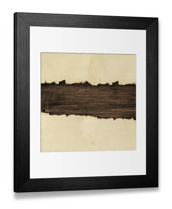 Framed Print : Torn paper over the wooden background